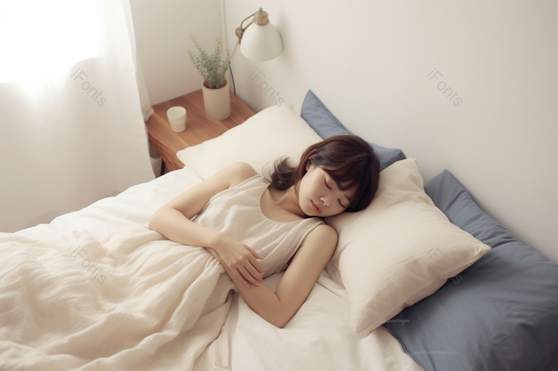 短发美女躺在床上居家午睡,高清,摄影图,摄影图片,图片大全,摄影图免费下载